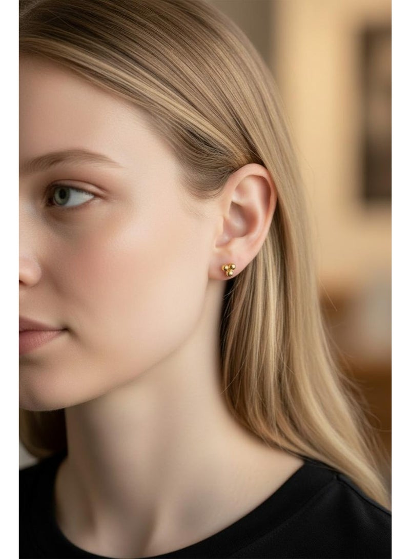 روبي آرت الذهب أقراط أذن من الذهب الخالص عيار 18 قيراطًا، مضادة للحساسية، 0.47 جرام - Image 3